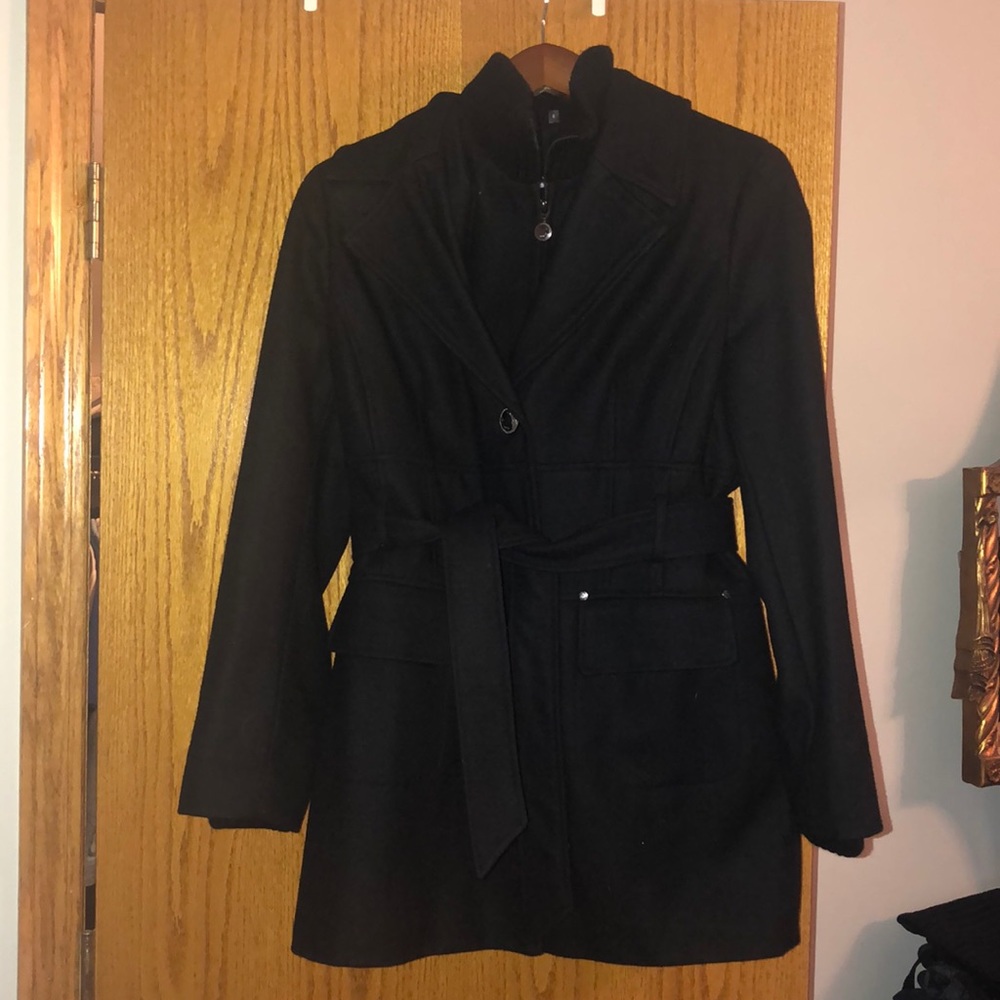 Calvin Klein wool blend black coat